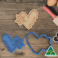 Floral Mum Heart Cookie Cutter and Embosser Stamp