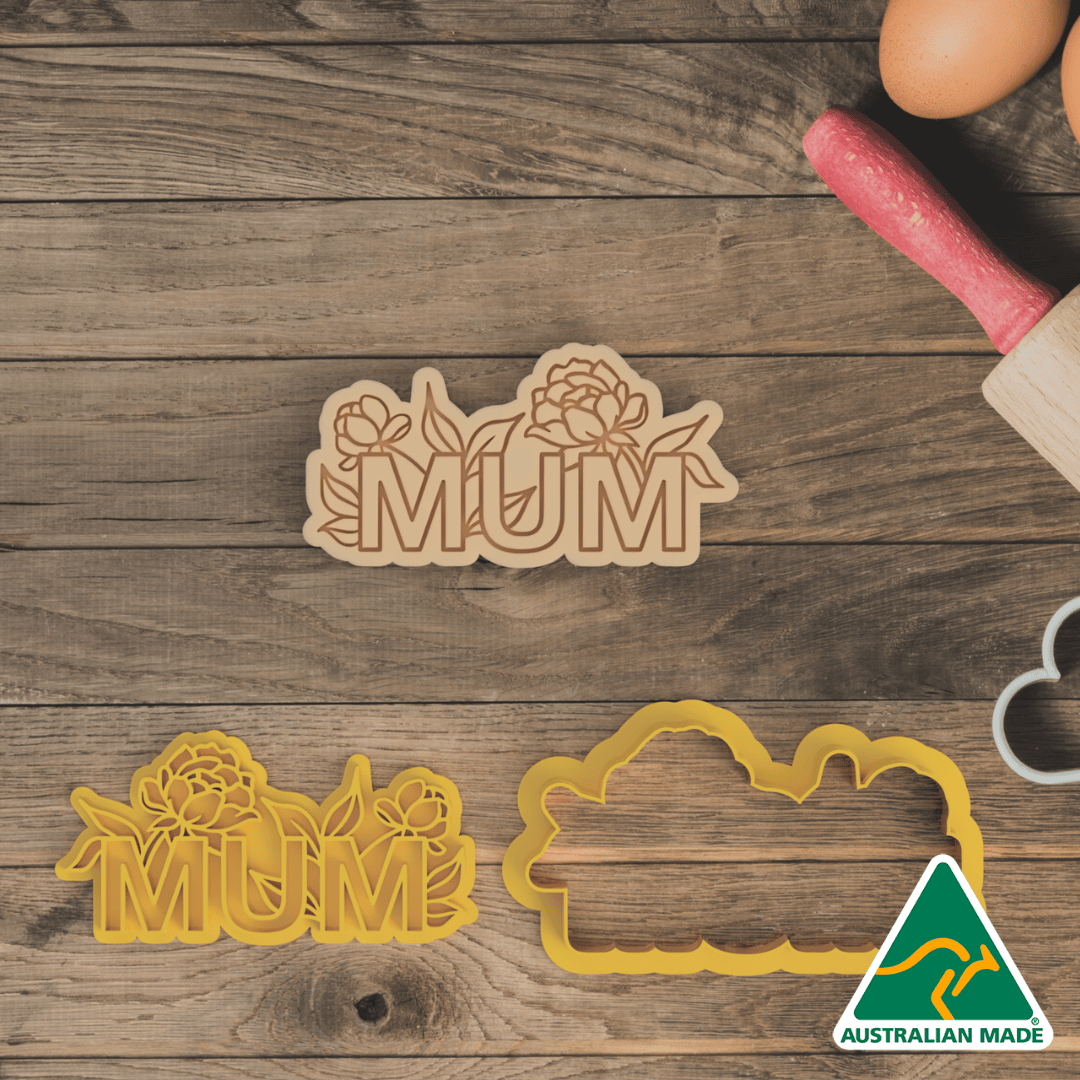 Floral Mum V2 Cookie Cutter and Embosser Stamp