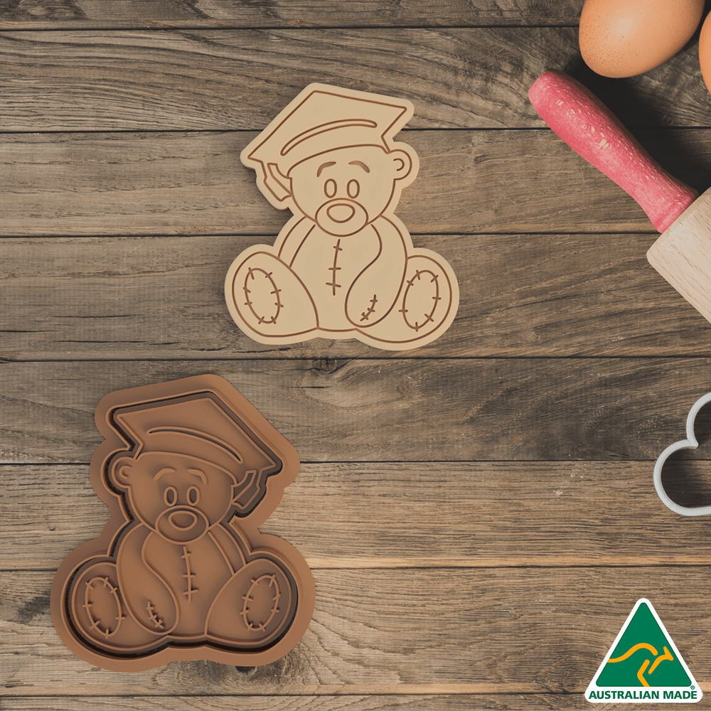 Graduation Bear Cookie Cutter and Embosser Stamp