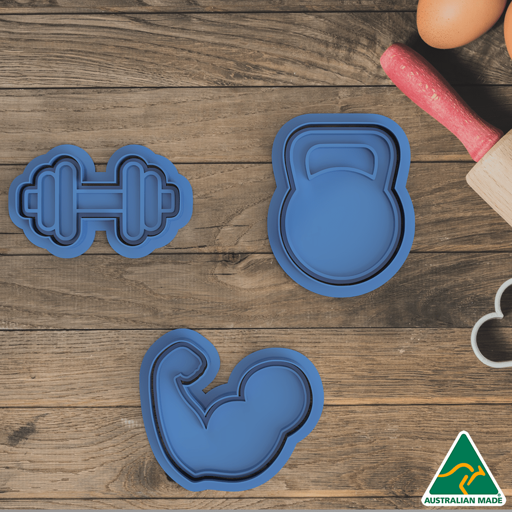 Gym Collection Cookie Cutter and Embosser Stamp