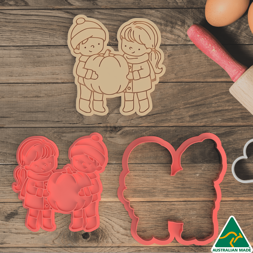 Halloween Pumpkin Family Cookie Cutter and Embosser Stamp