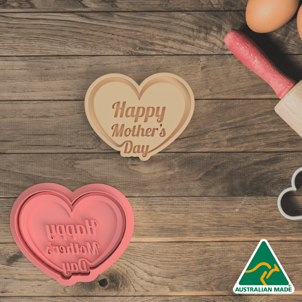 Happy Mother's Day Heart Cookie Cutter and Embosser Stamp