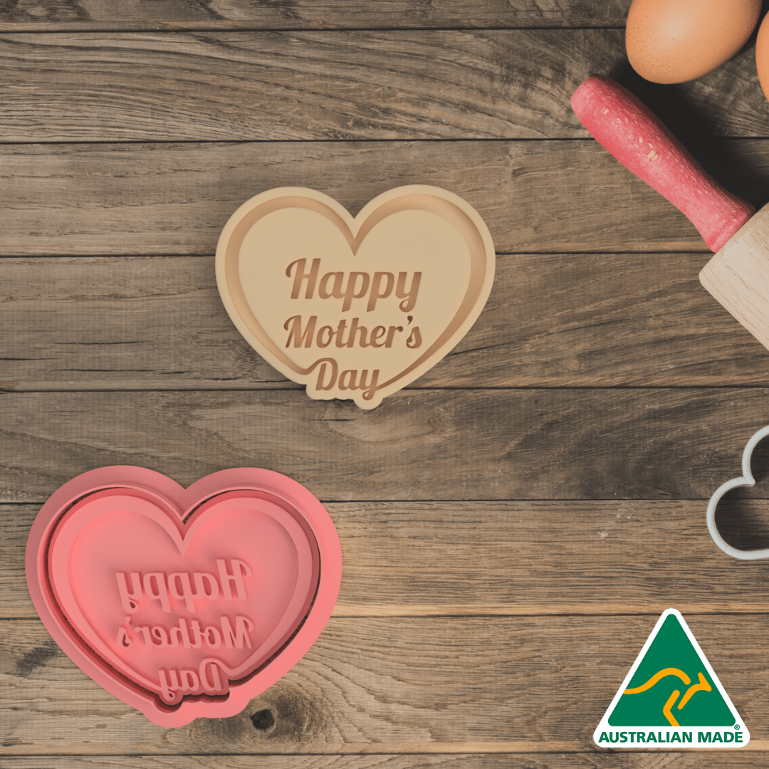 Happy Mother's Day Heart Cookie Cutter and Embosser Stamp