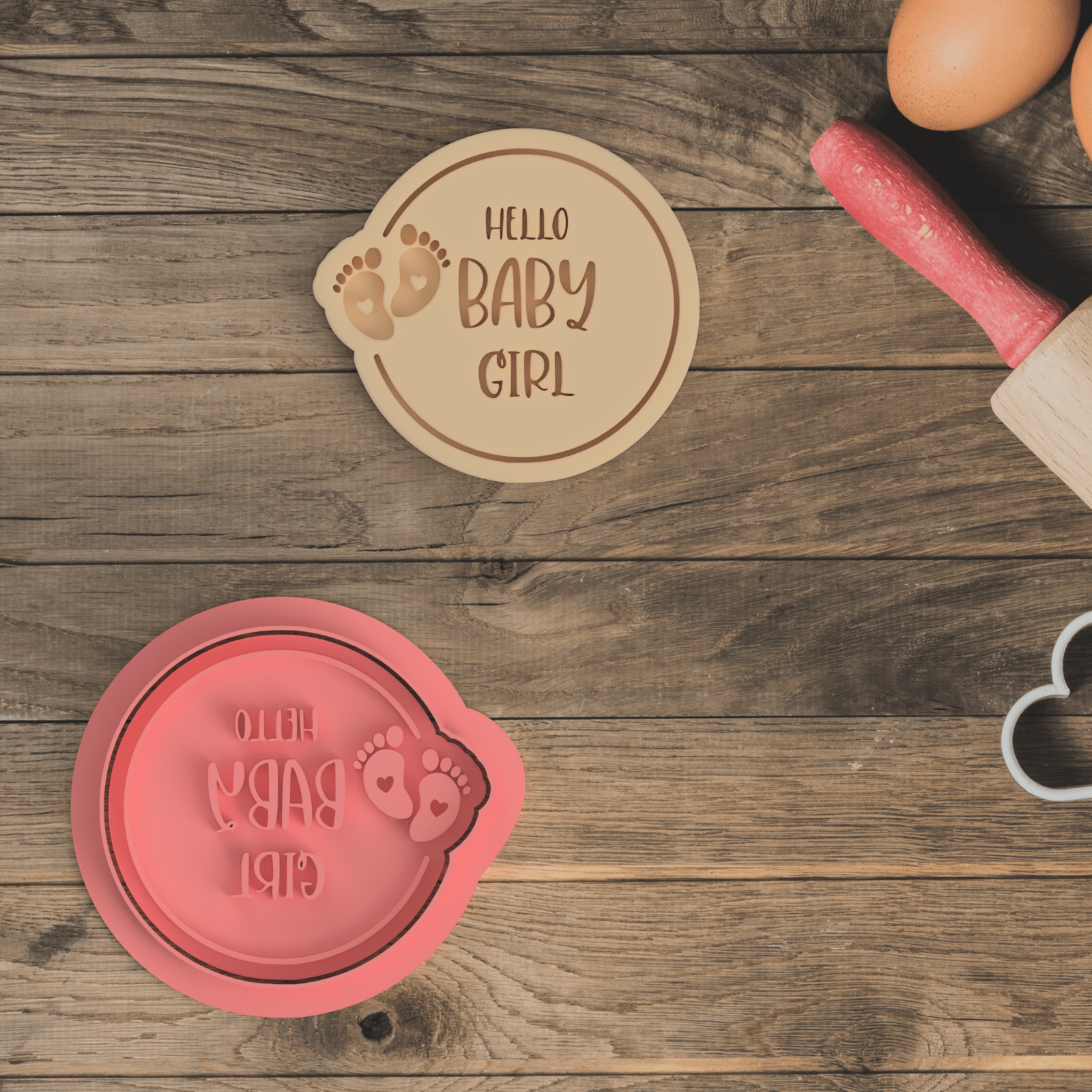 Hello Baby Girl Cookie Cutter and Embosser Stamp