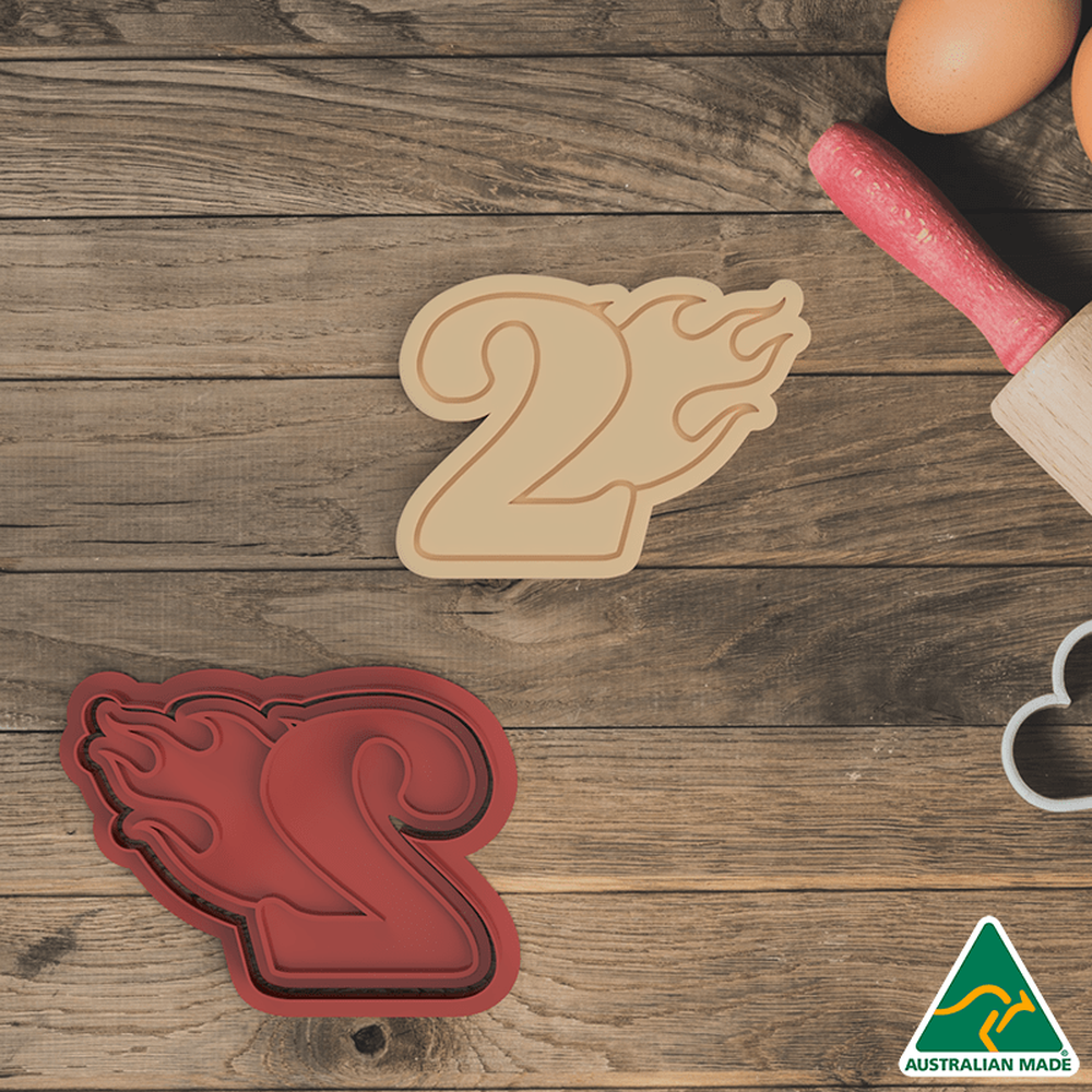 Flame Number 2 Cookie Cutter and Embosser Stamp