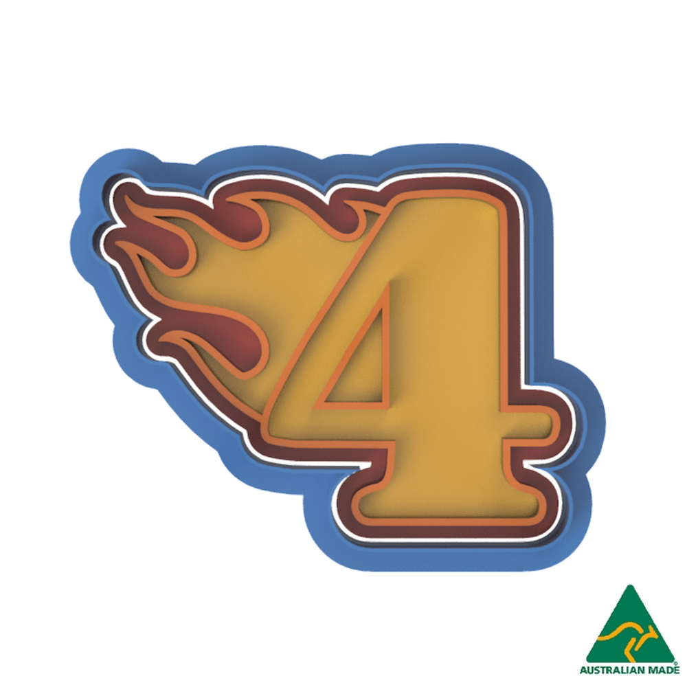 Flame Number 4 Cookie Cutter and Embosser Stamp