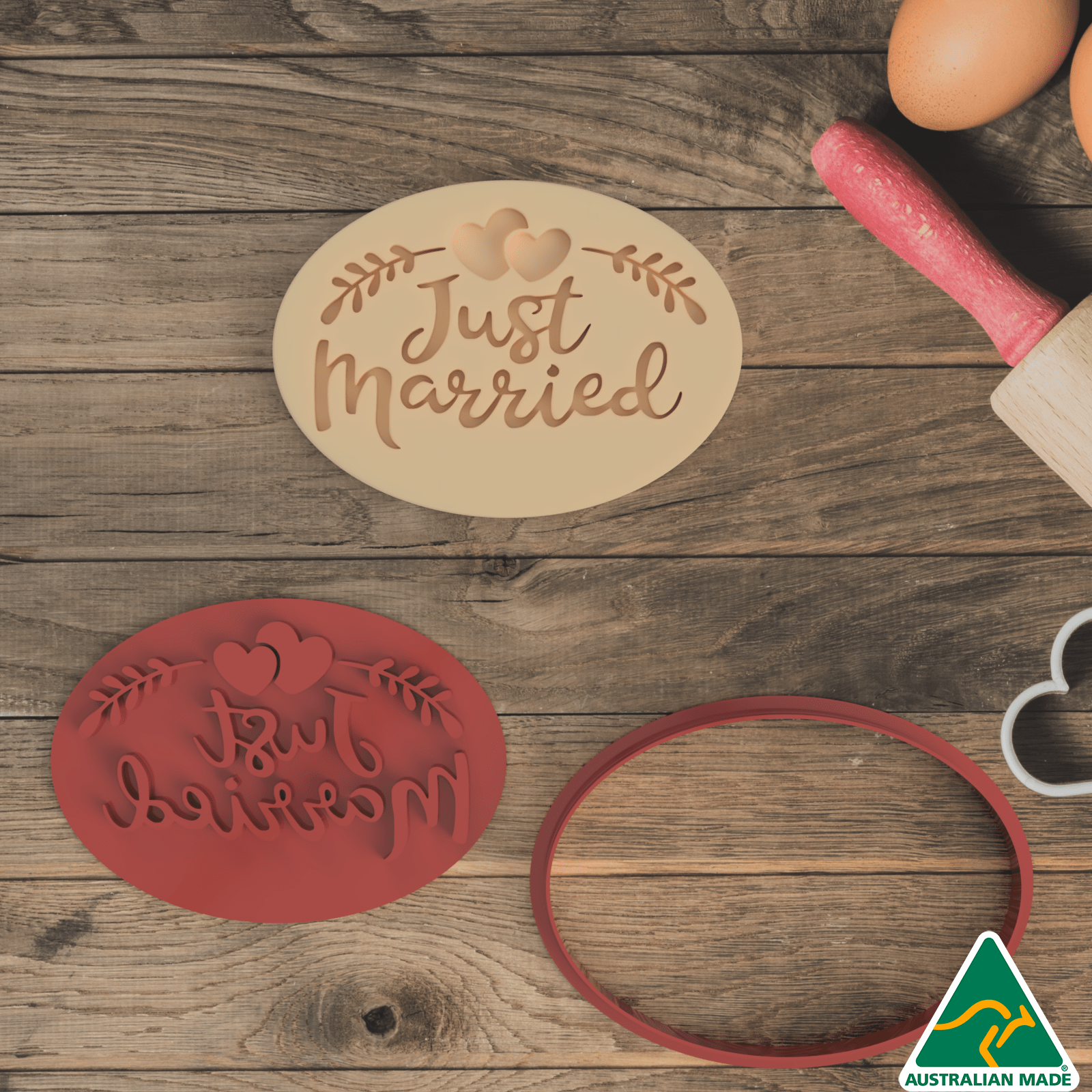 Just Married Cookie Cutter and Embosser Stamp