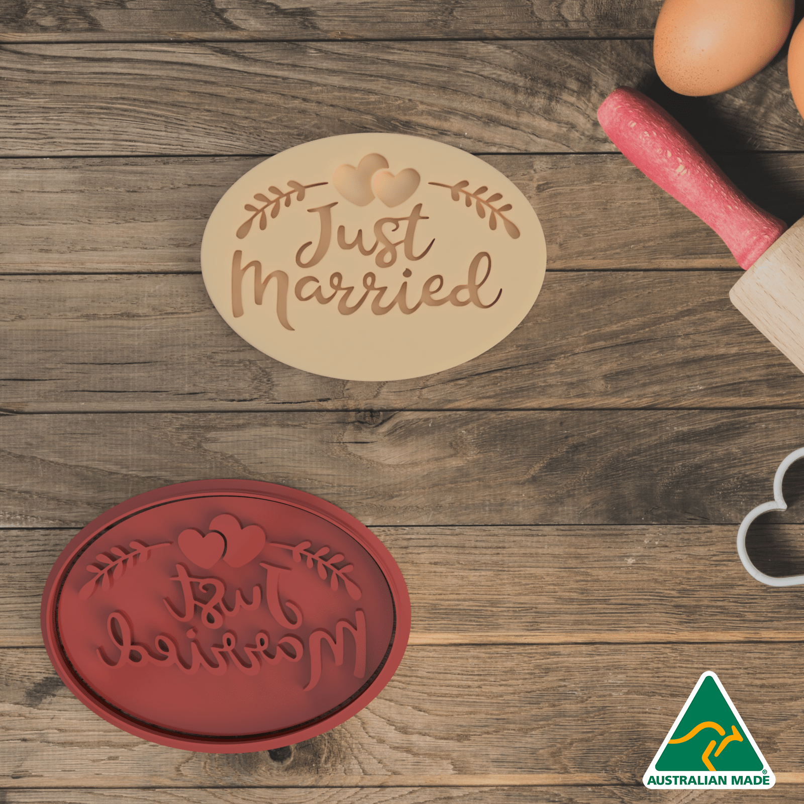 Just Married Cookie Cutter and Embosser Stamp