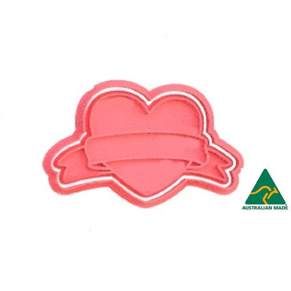 Love Heart with Ribbon Cookie Cutter/Fondant Embosser Stamp