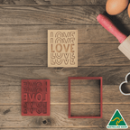 Love, Love, Love Cookie Cutter/Fondant Embosser Stamp
