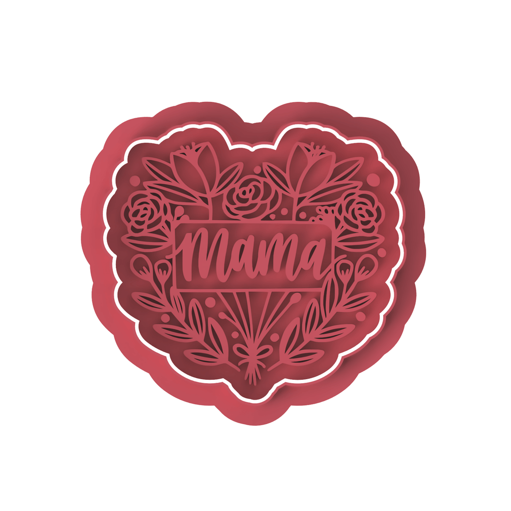 Australian Cookie Cutters Cookie Cutters Mama Flower Heart Cookie Cutter and Embosser Stamp