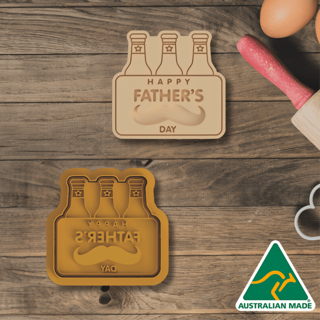 Fathers Day Beer 6 Pack Cookie Cutter and Embosser Stamp