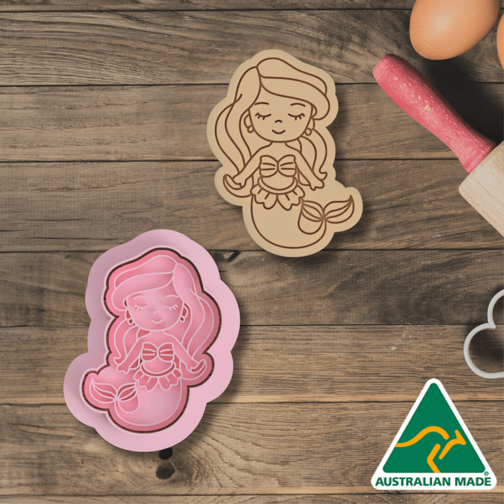 Australian Cookie Cutters Cookie Cutters Mermaid 1 Cookie Cutter and Embosser Stamp