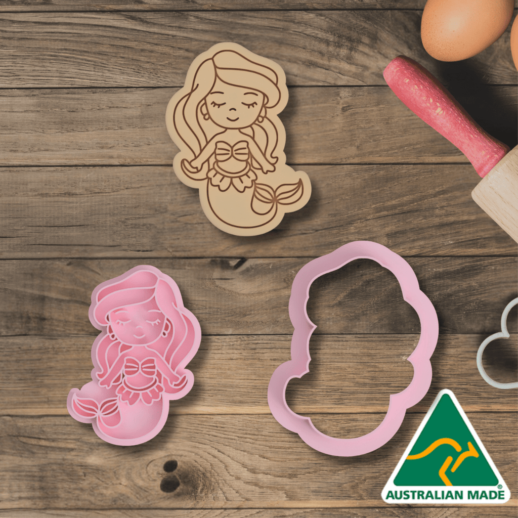 Australian Cookie Cutters Cookie Cutters Mermaid 1 Cookie Cutter and Embosser Stamp