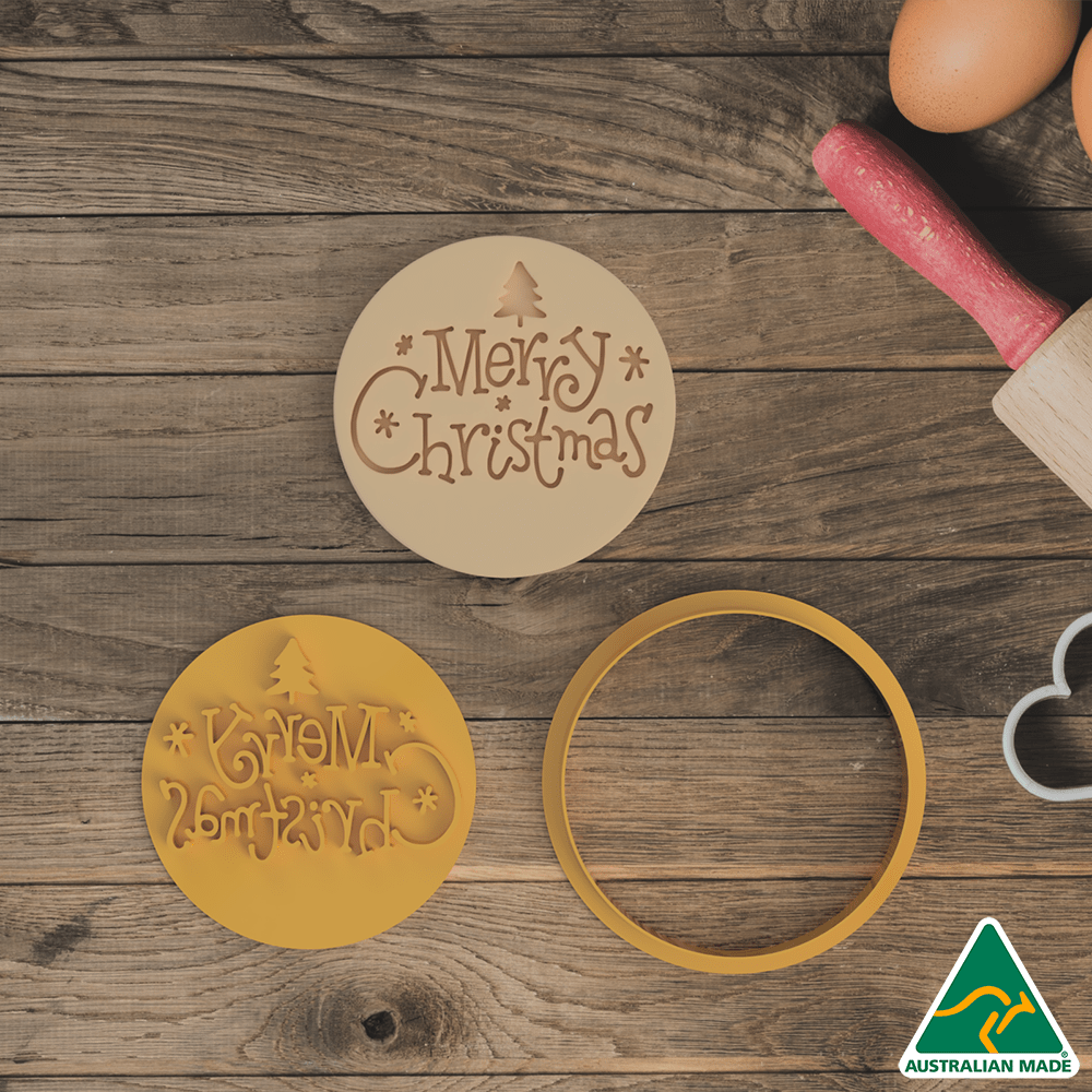 Merry Christmas Stamp Cookie Cutter and Fondant Embosser