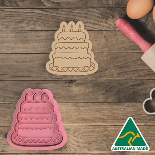 Birthday Cake Cookie Cutter and Embosser Stamp