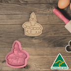 Cake And Candle Cookie Cutter and Embosser Stamp