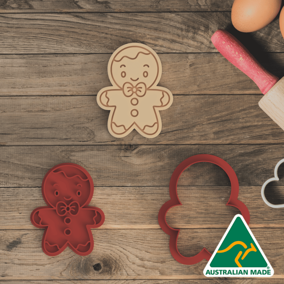 Mini christmas Set - Gingerbread Man Cookie Cutter and Embosser Stamp