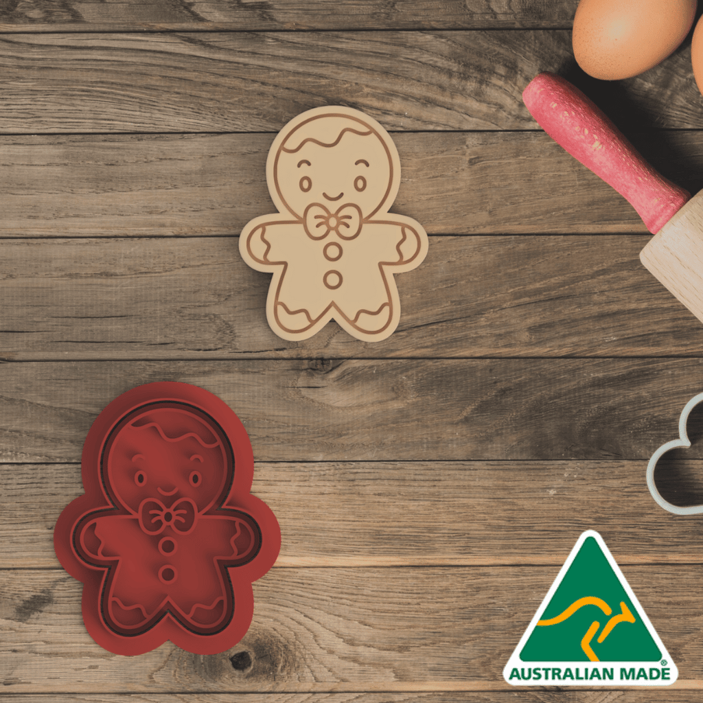 Mini christmas Set - Gingerbread Man Cookie Cutter and Embosser Stamp