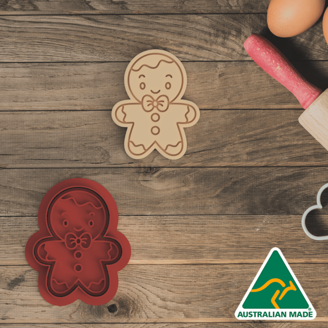 Mini christmas Set - Gingerbread Man Cookie Cutter and Embosser Stamp