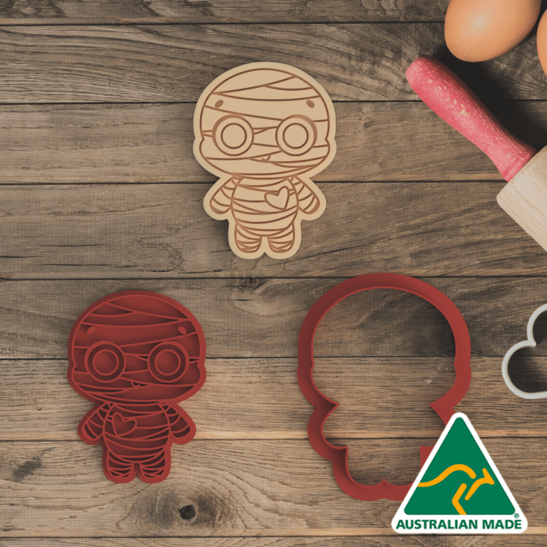 Mini Halloween Set - Mummy 2 Cookie Cutter and Embosser Stamp