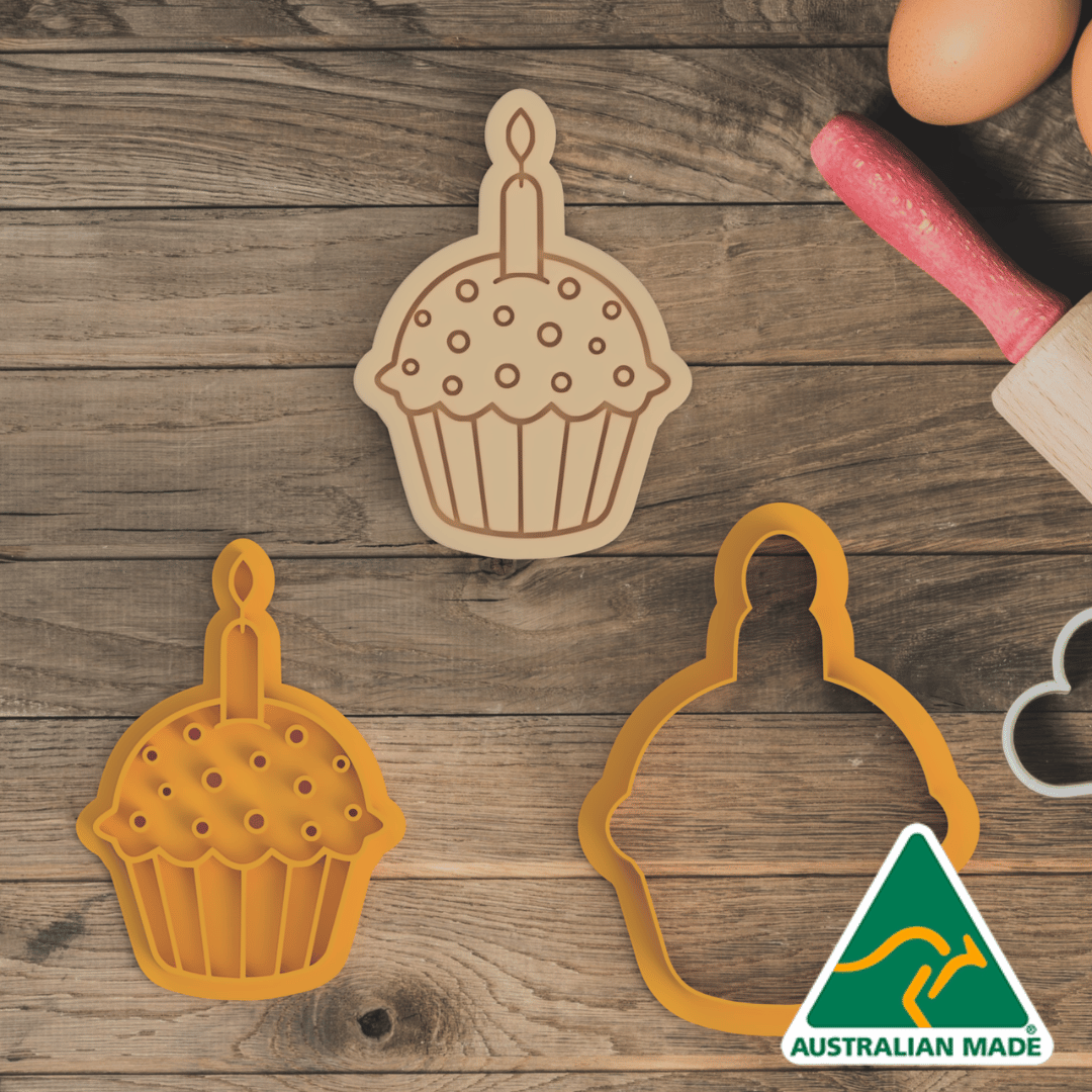 Cupcake Cookie Cutter and Embosser Stamp