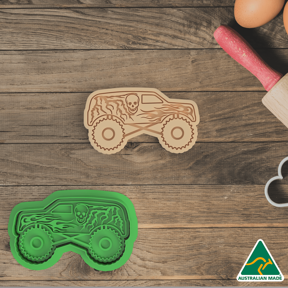 Green Monster Truck Cookie Cutter and Embosser Stamp