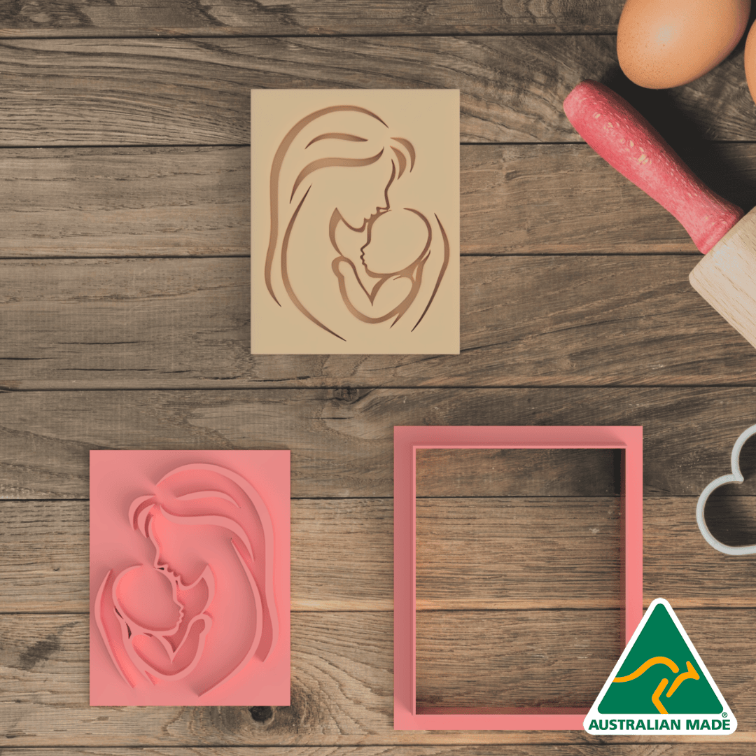 Mother and Baby Cookie Cutter and Embosser Stamp