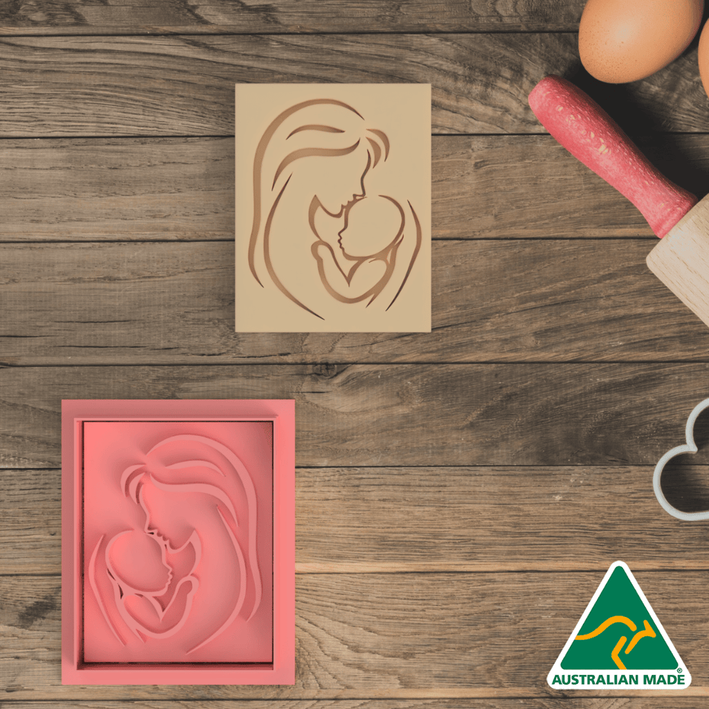 Mother and Baby Cookie Cutter and Embosser Stamp