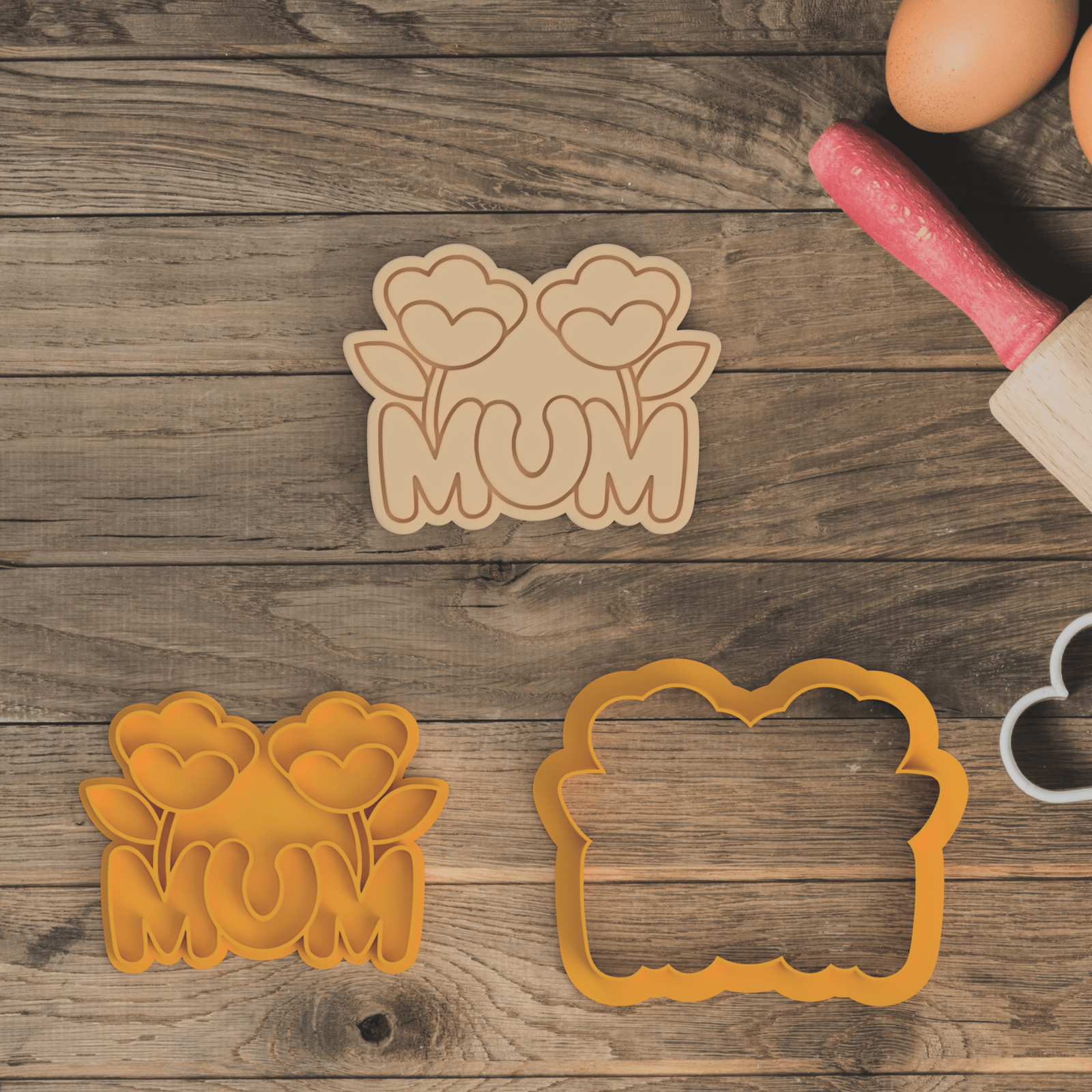 Australian Cookie Cutters Cookie Cutters Mum with Flowers Cookie Cutter and Embosser Stamp