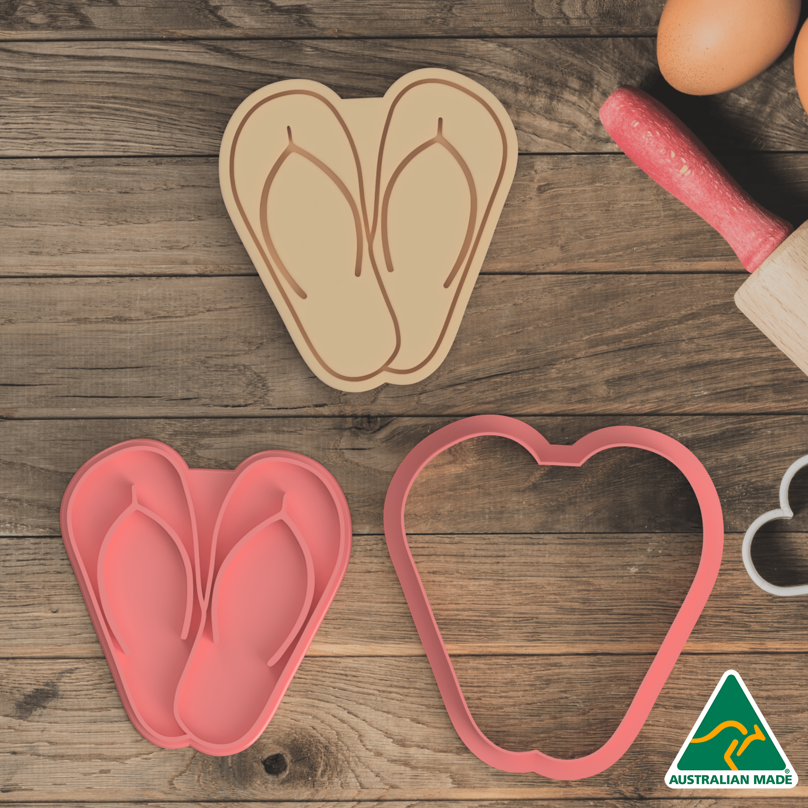 Pair of Thongs Cookie Cutter and Embosser Stamp
