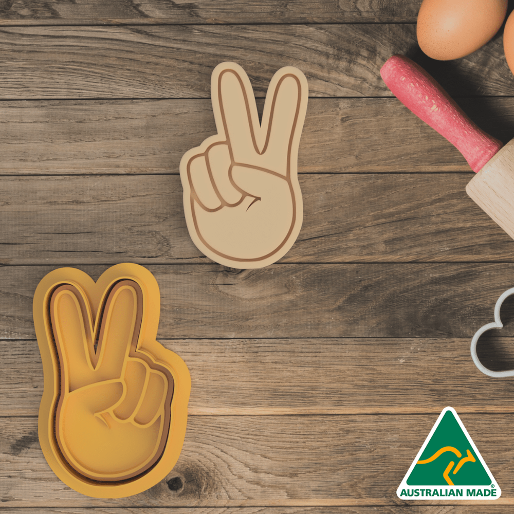 Peace Hand Sign Cookie Cutter and Embosser Stamp