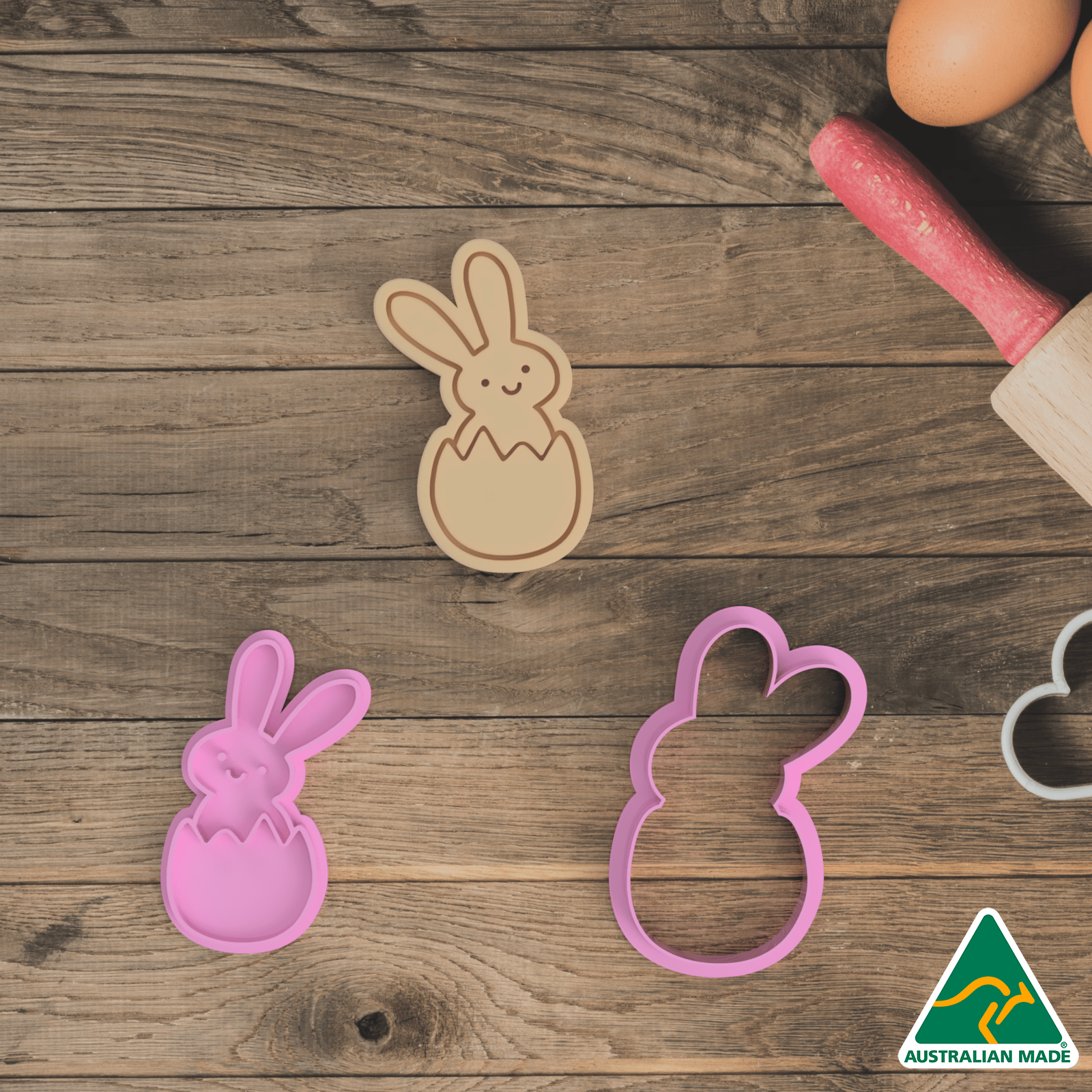 Pink Easter Bunny Cookie Cutter And Embosser Stamp