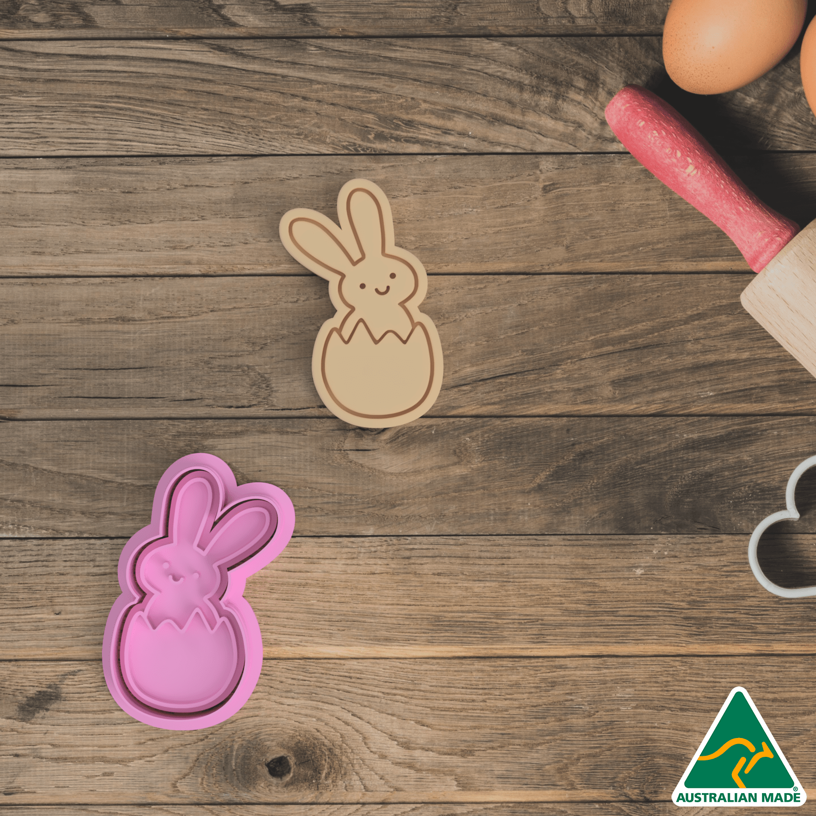 Pink Easter Bunny Cookie Cutter And Embosser Stamp