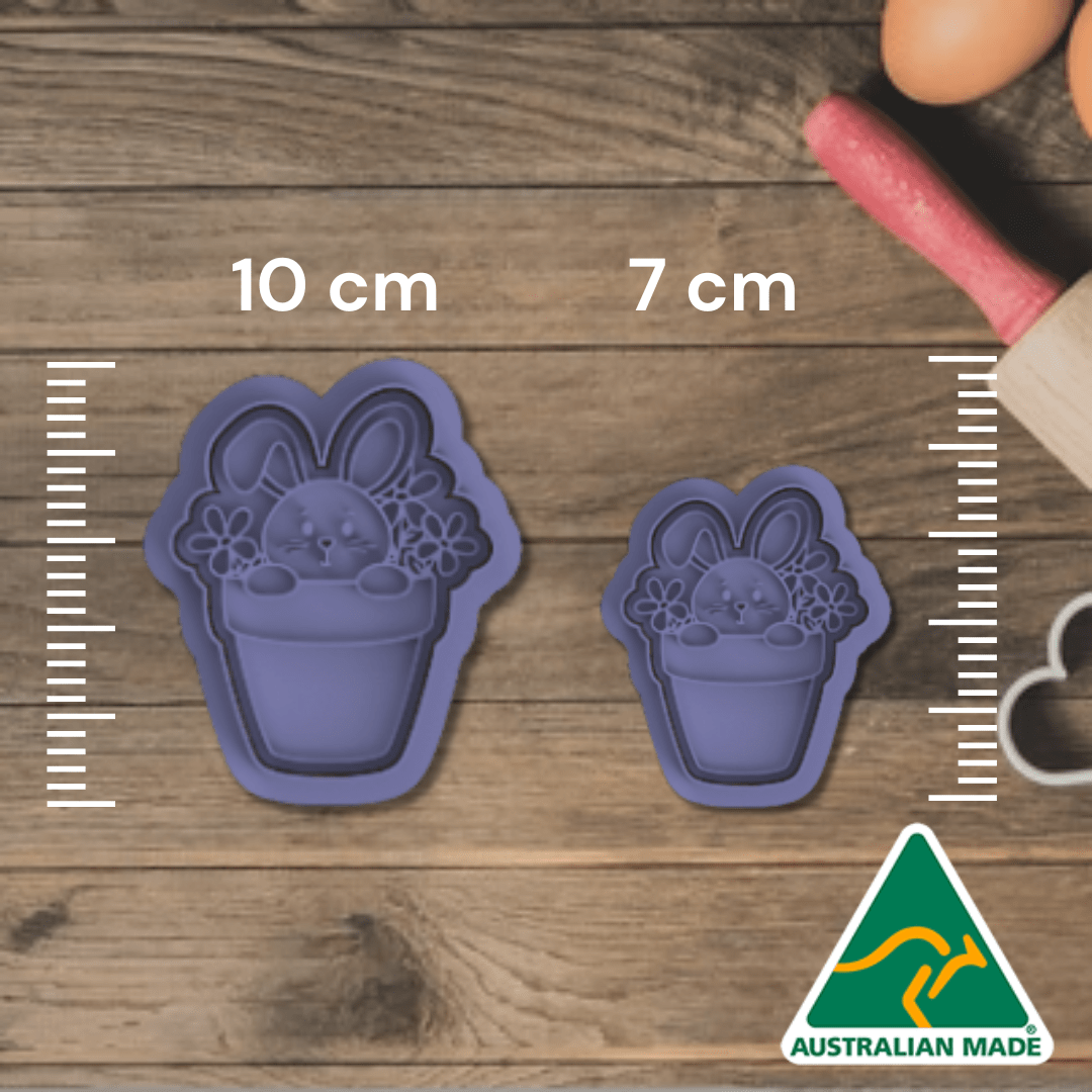 Australian Cookie Cutters Cookie Cutters Potted Bunny Cookie cutter and Embosser Stamp