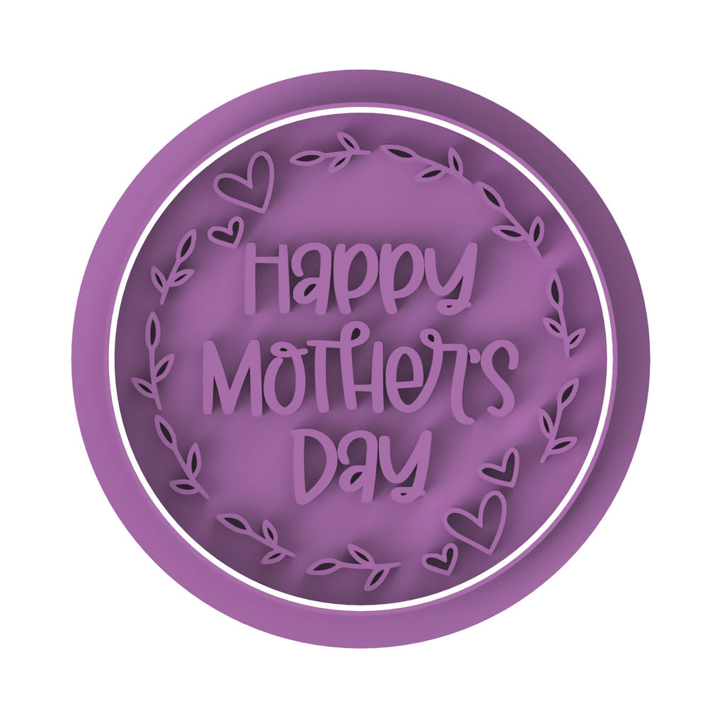 Australian Cookie Cutters Cookie Cutters Round Happy Mother's Day Cookie Cutter and Embosser Stamp