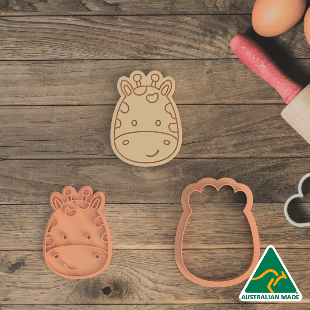 Safari Animals Head Set of 8 Cookie Cutter and Embosser Stamp