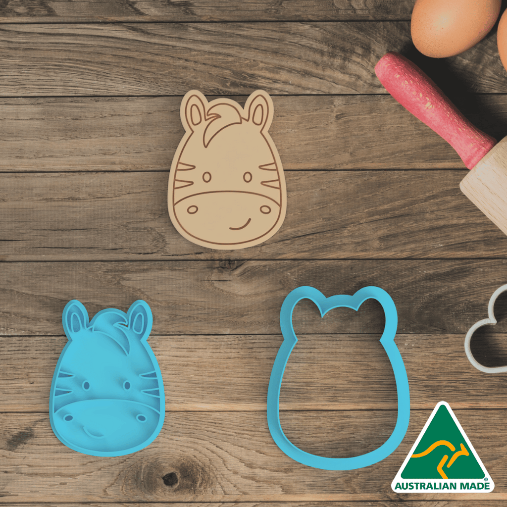 Safari Animals Head Set of 8 Cookie Cutter and Embosser Stamp