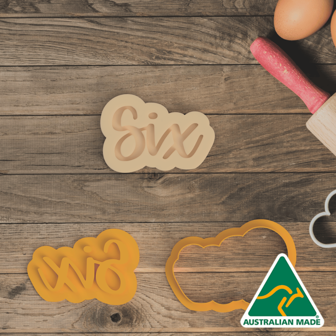 Six (Written) Cookie Cutter and Embosser Stamp