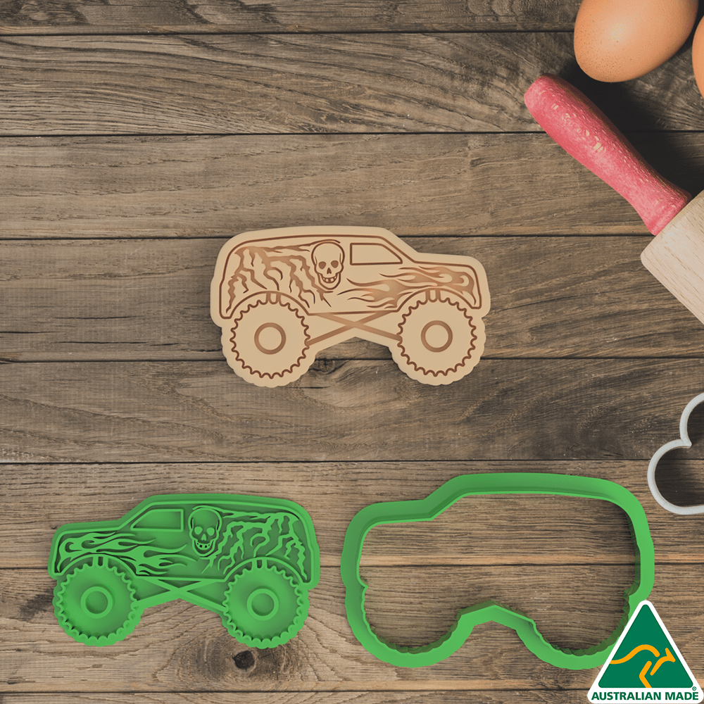 Monster Truck Set of 6 Cookie Cutter and Embosser Stamp