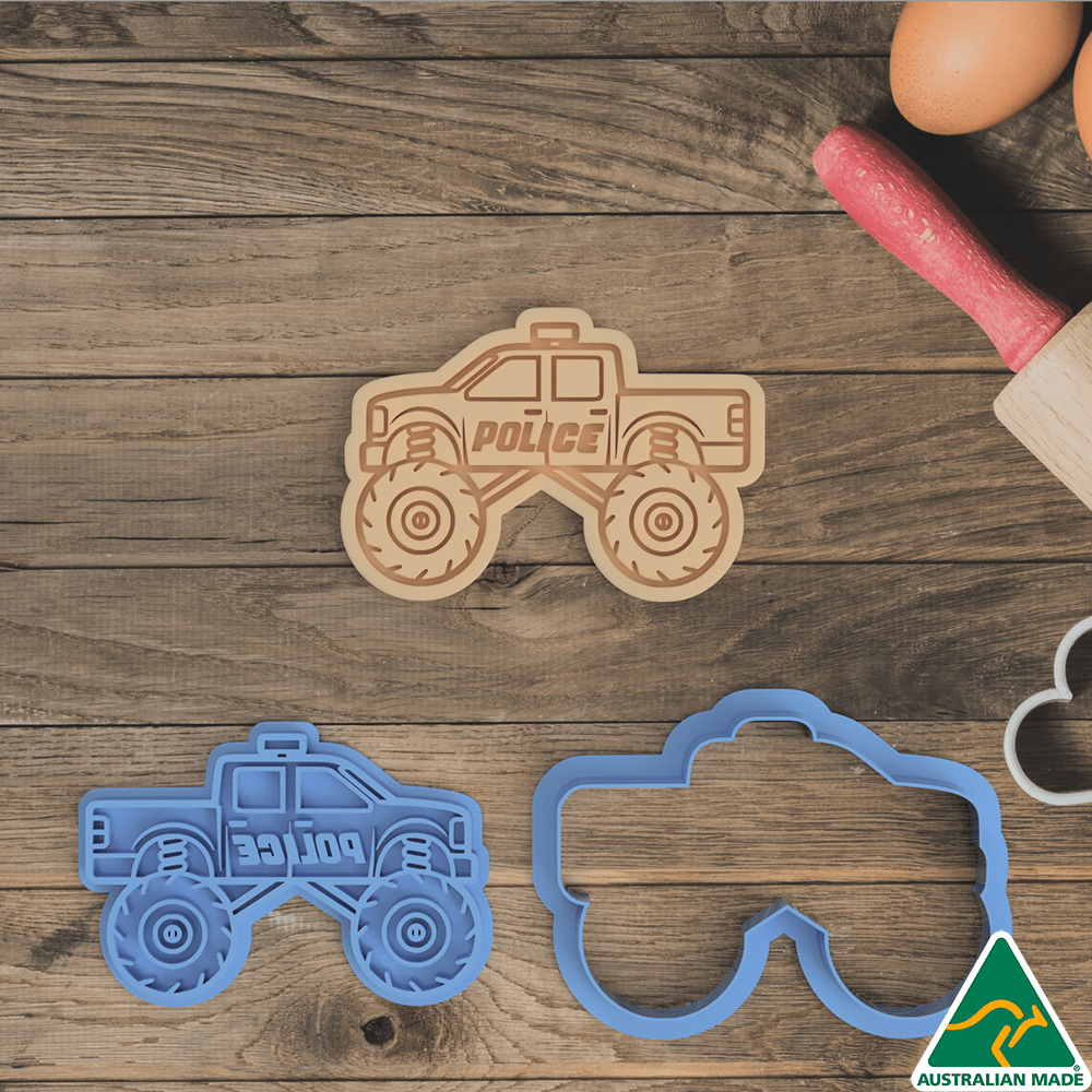 Monster Truck Set of 6 Cookie Cutter and Embosser Stamp