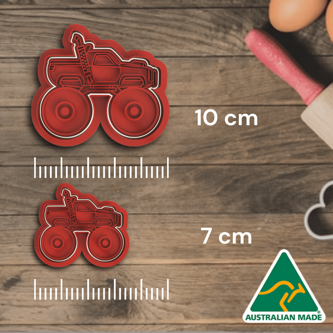 Monster Truck Set of 6 Cookie Cutter and Embosser Stamp