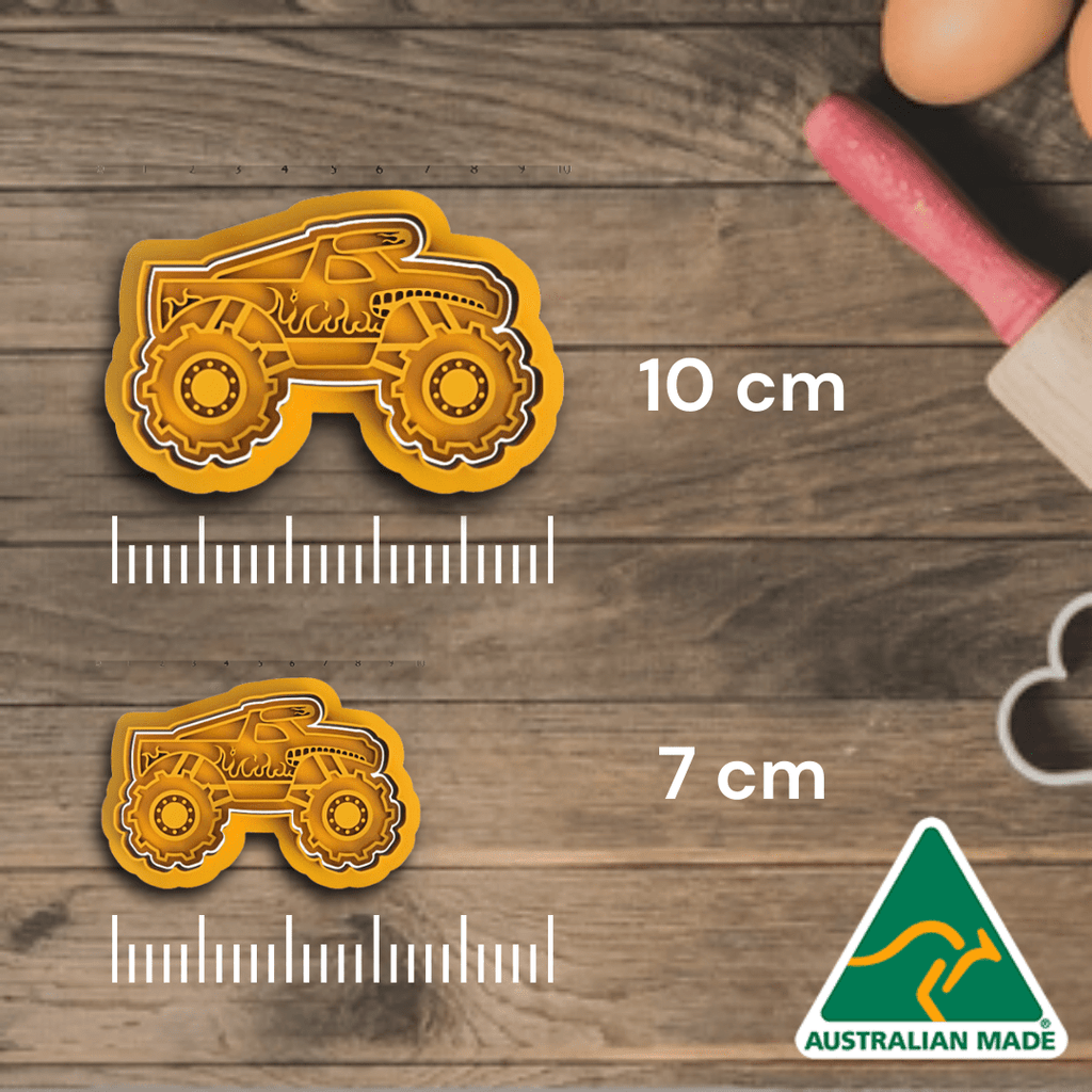 Monster Truck Set of 6 Cookie Cutter and Embosser Stamp