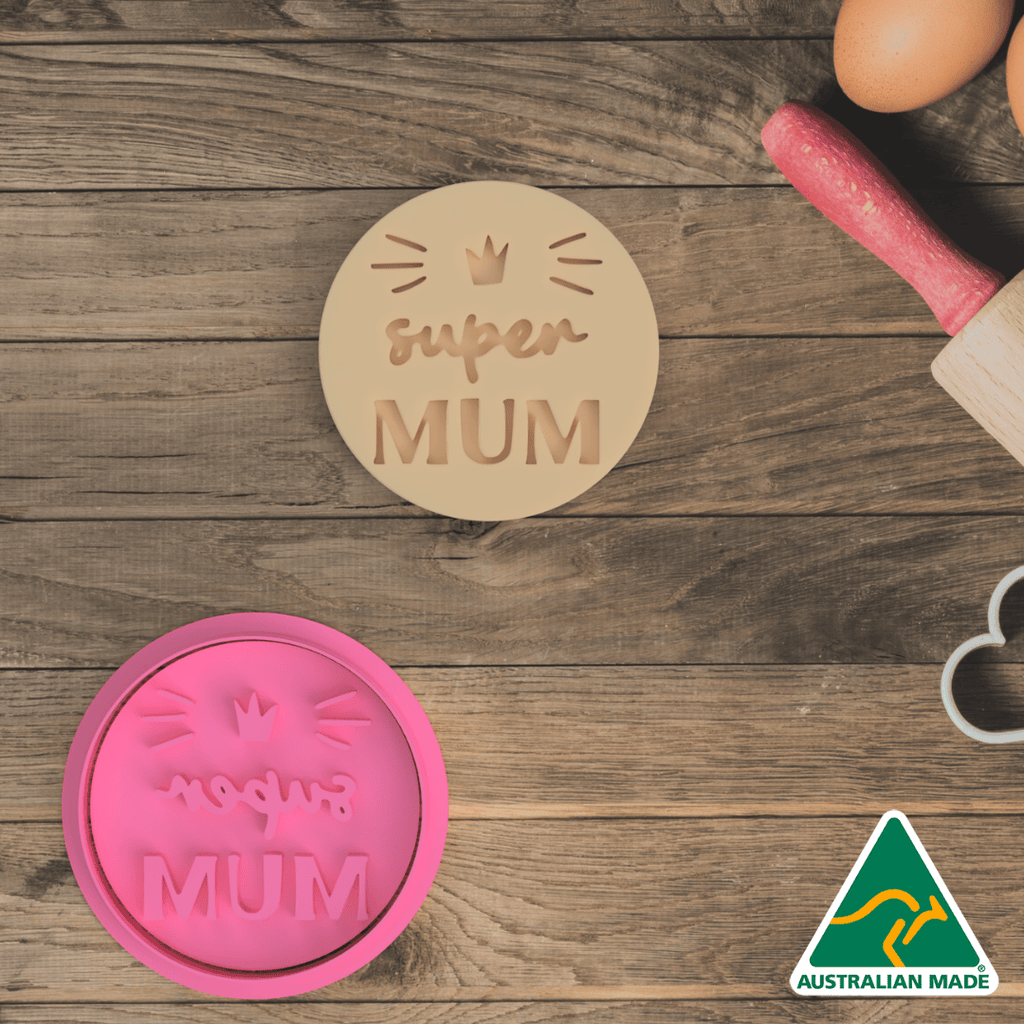 Round Super Mum Cookie Cutter and Embosser Stamp