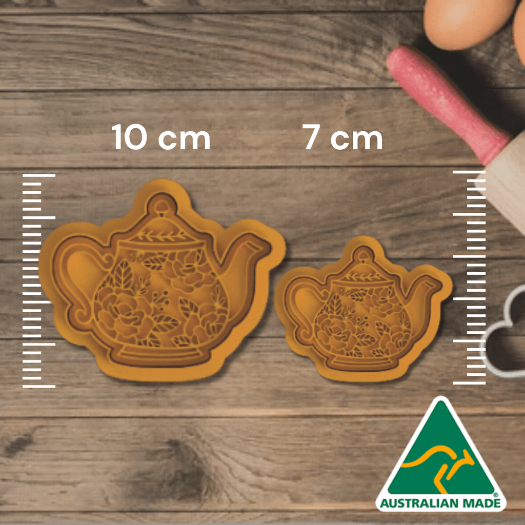 Australian Cookie Cutters Cookie Cutters Tea Time Collection - Tea Pot V1 Cookie Cutter and Embosser Stamp
