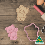 Pink Teddy Bear Cookie Cutter and Embosser Stamp