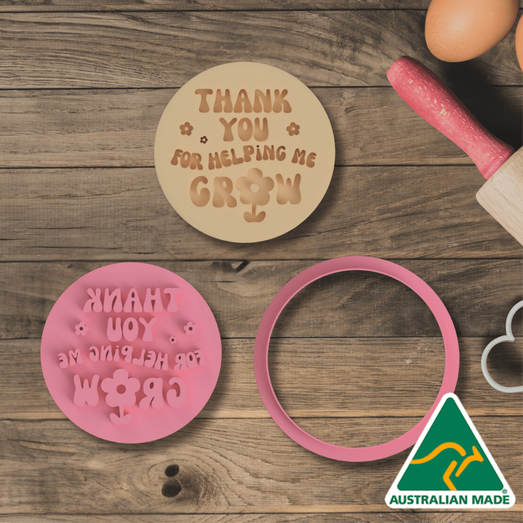 Australian Cookie Cutters Cookie Cutters Thank You For Helping Me Grow 1 Cookie Cutter and Embosser Stamp