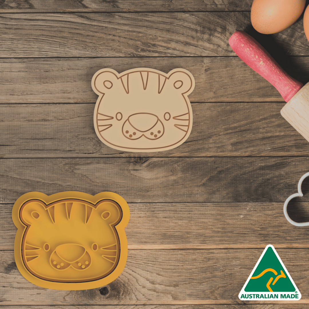 Tiger Face Cookie Cutter and Embosser Stamp