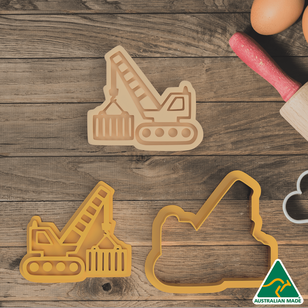 Transport Crane Cookie Cutter and Embosser Stamp